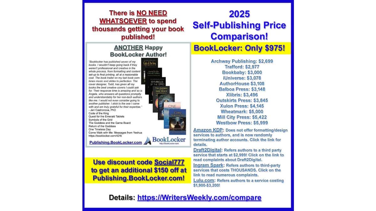 NEW! 2025 Self-Publishing Price Comparison!!