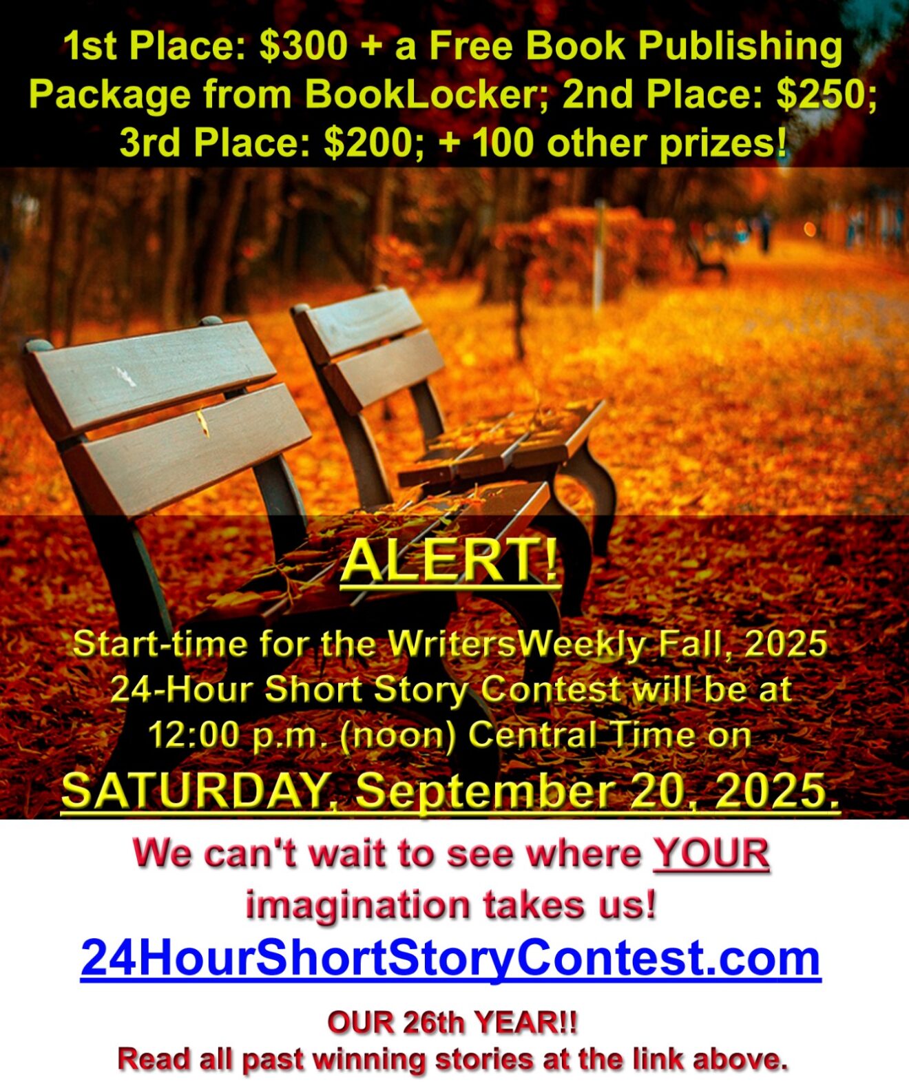 LAST CHANCE! THIS SATURDAY!! What will the Fall, 2025 24-Hour Short Story Contest topic be?!?!